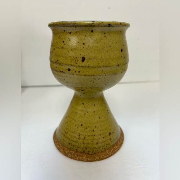 Studio Pottery Set Four (4) Speckle Stoneware Chalice Goblets - Picture 6 of 6